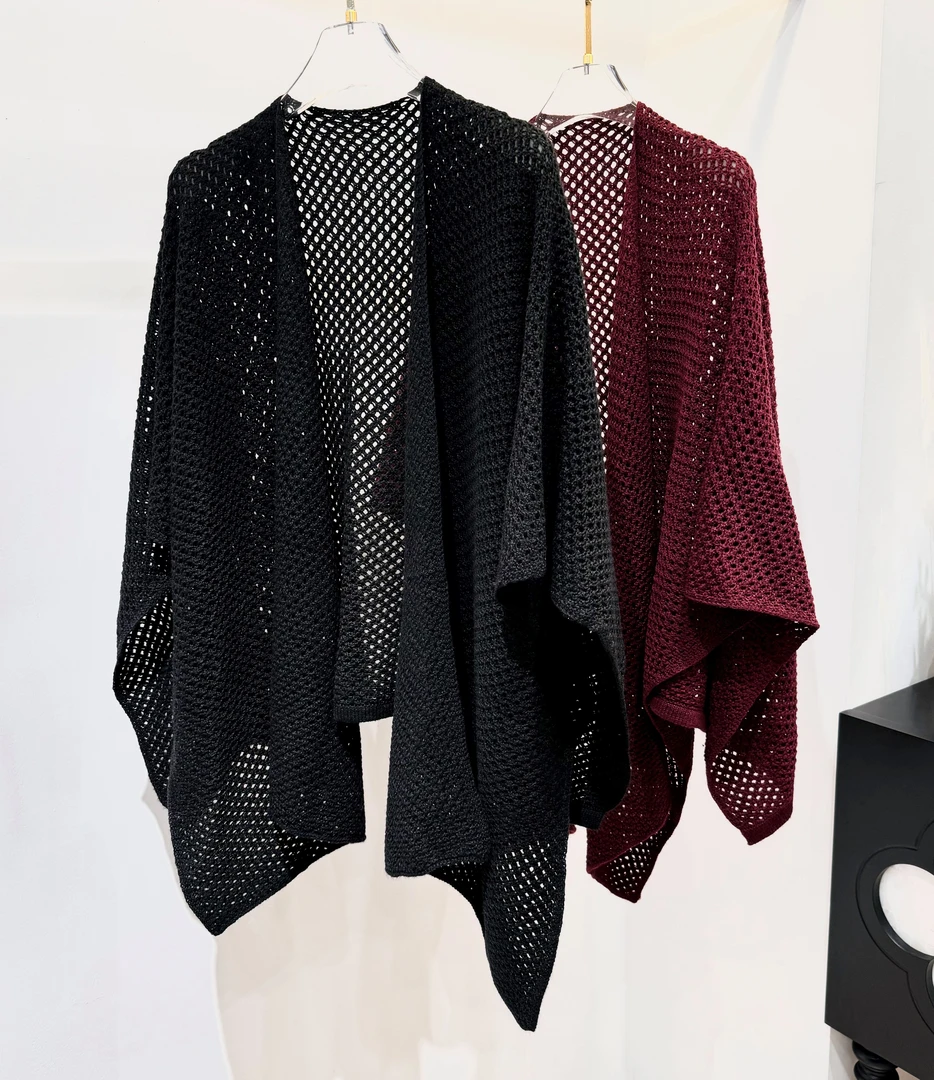 【深圳霞姐】早秋上新定制大码女装-镂空针织羊毛披肩