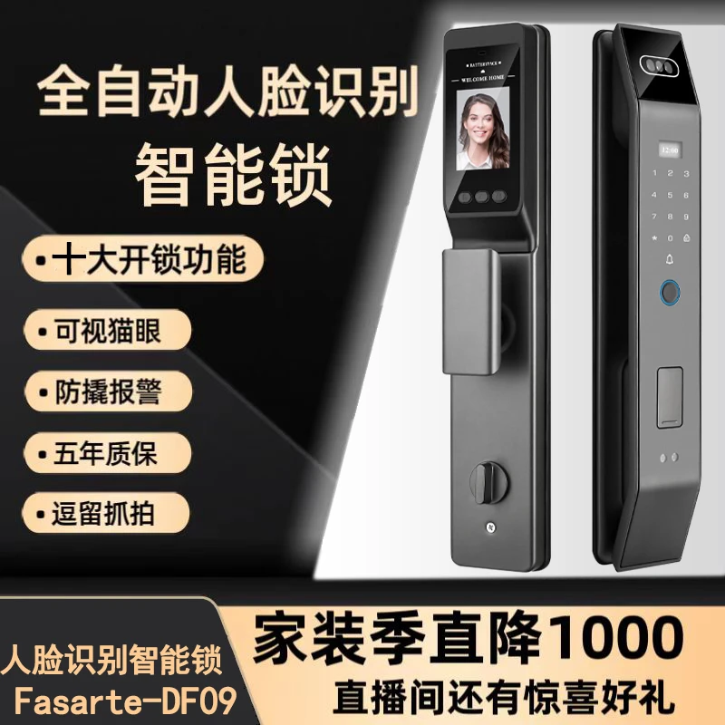 Fasarte 人脸识别智能锁 支持手机远程开锁  DF09全自动智能锁
