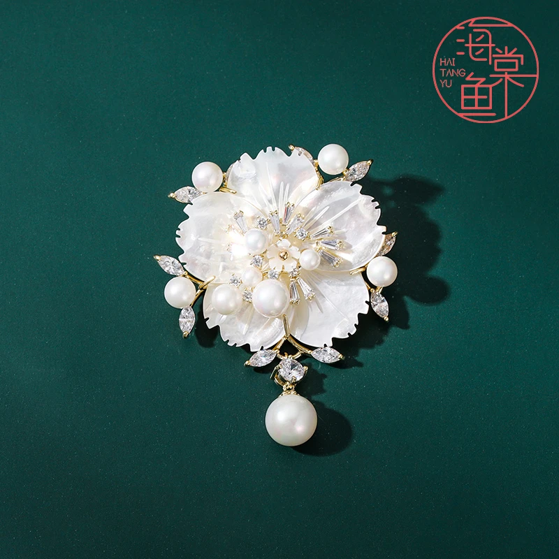 铜合金合成锆石胸针 HY251浪漫樱花胸针