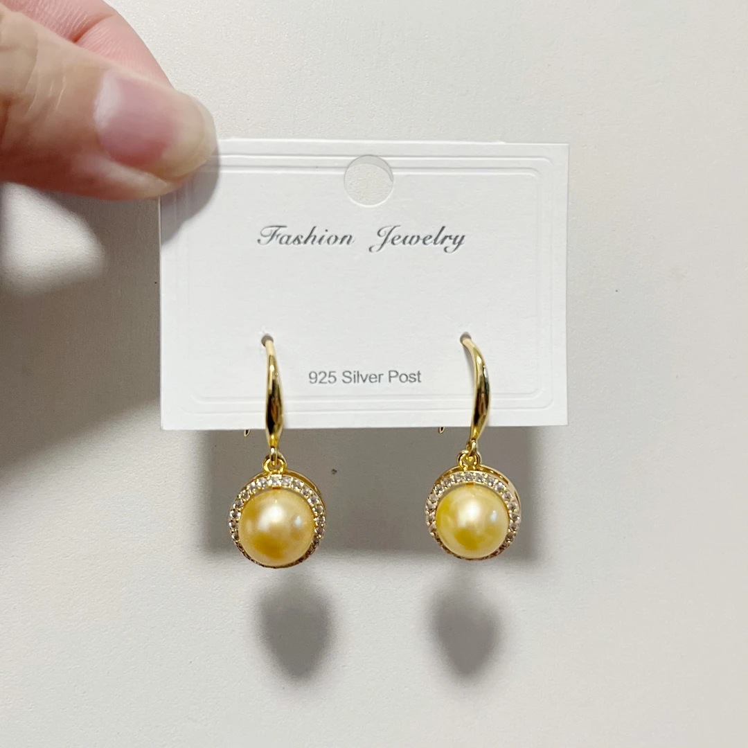 铜合金合成锆石耳饰 时尚气质百搭精镶金珠珠耳环3759(10m)