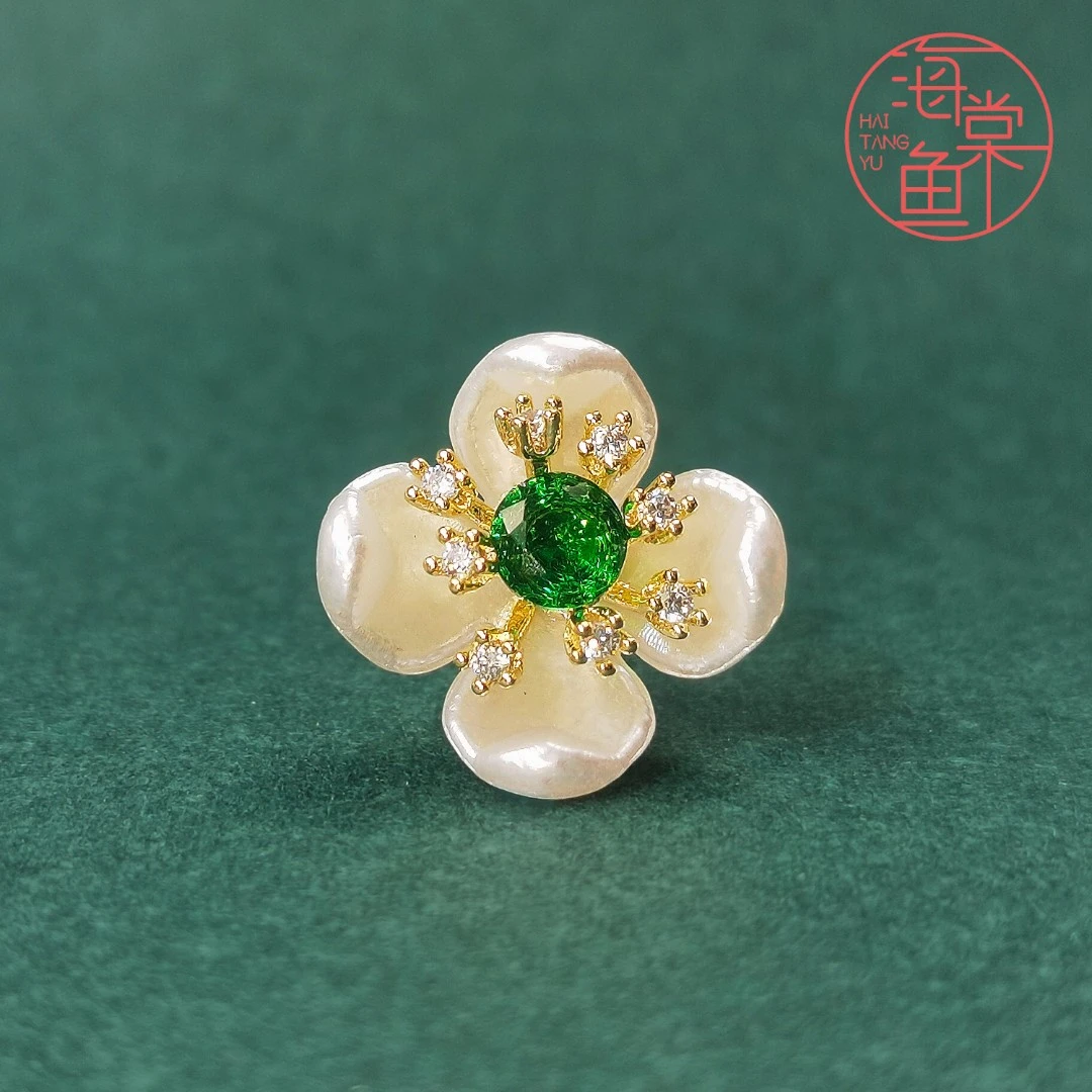 MN616迷你贝壳花《绿》领针