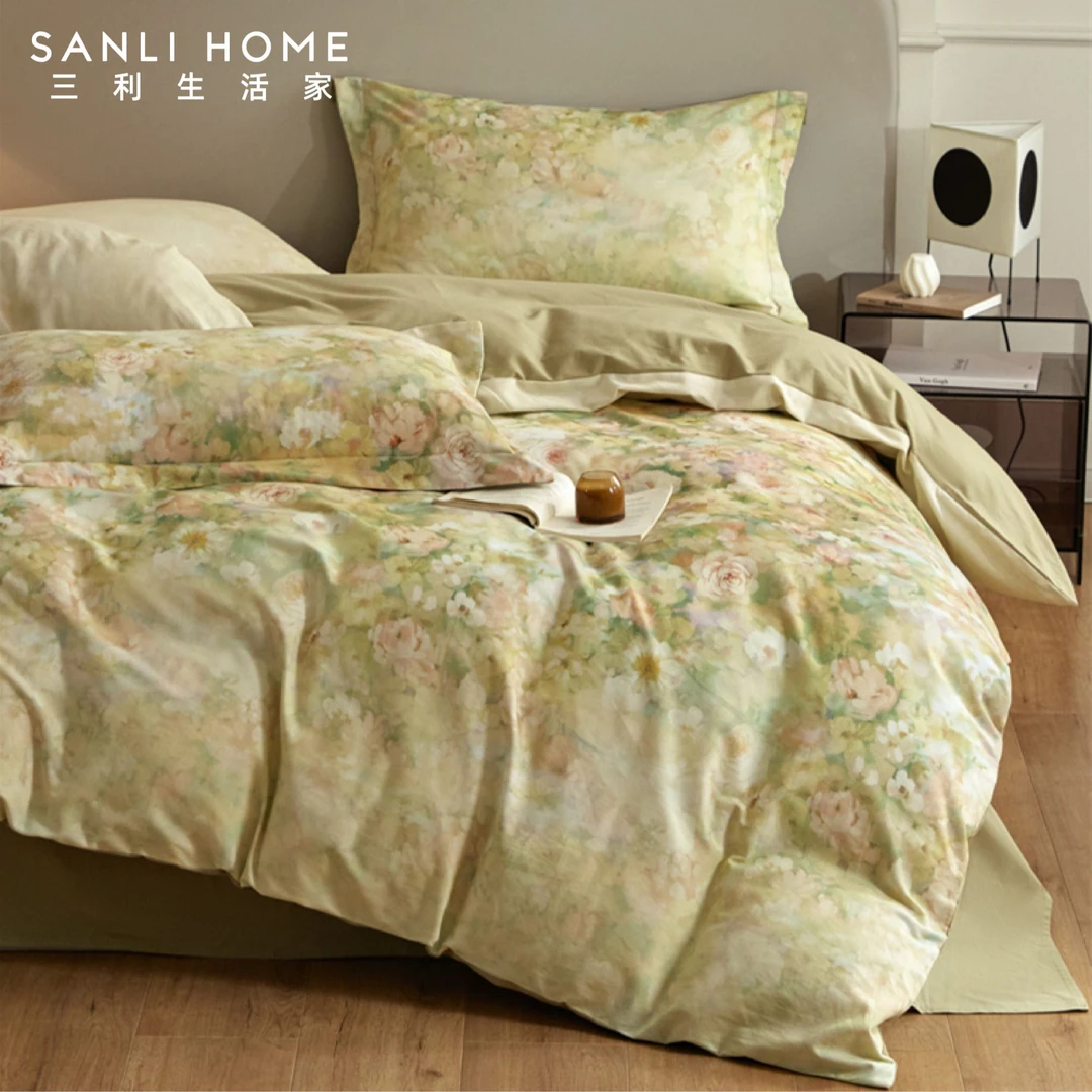 三利磨毛加厚印花全棉四件套家纺床上四件套全棉100%棉双面可用J