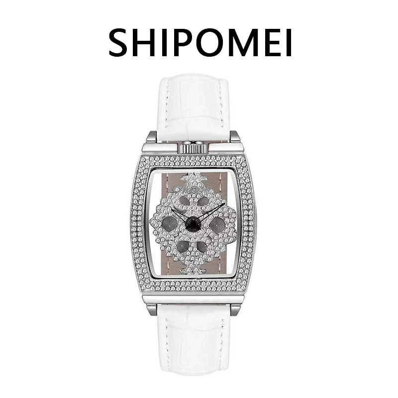 扑克女神时来运转手表女款时尚百搭法式酒桶方形防水石英表A006