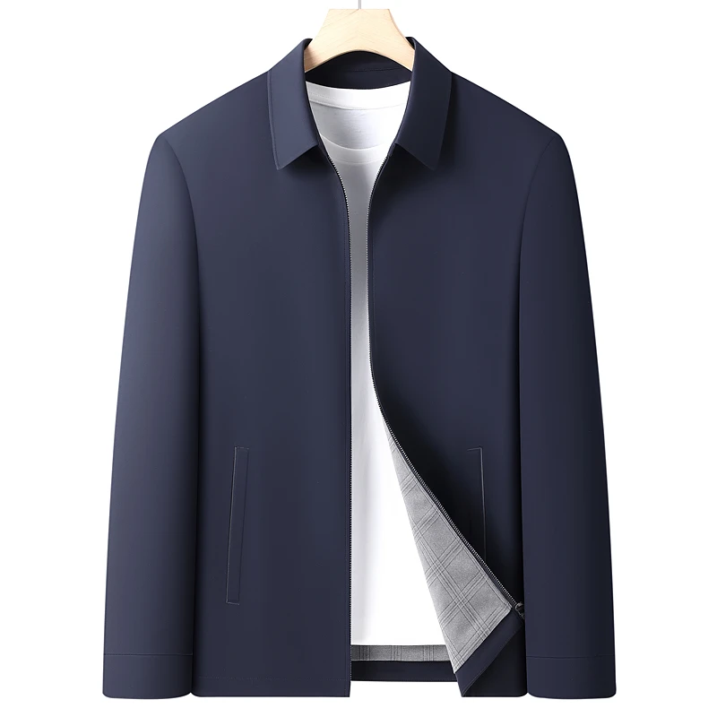 KINYUHANG春秋翻领男士中年时尚休闲商务夹克宽松茄克HJ8868