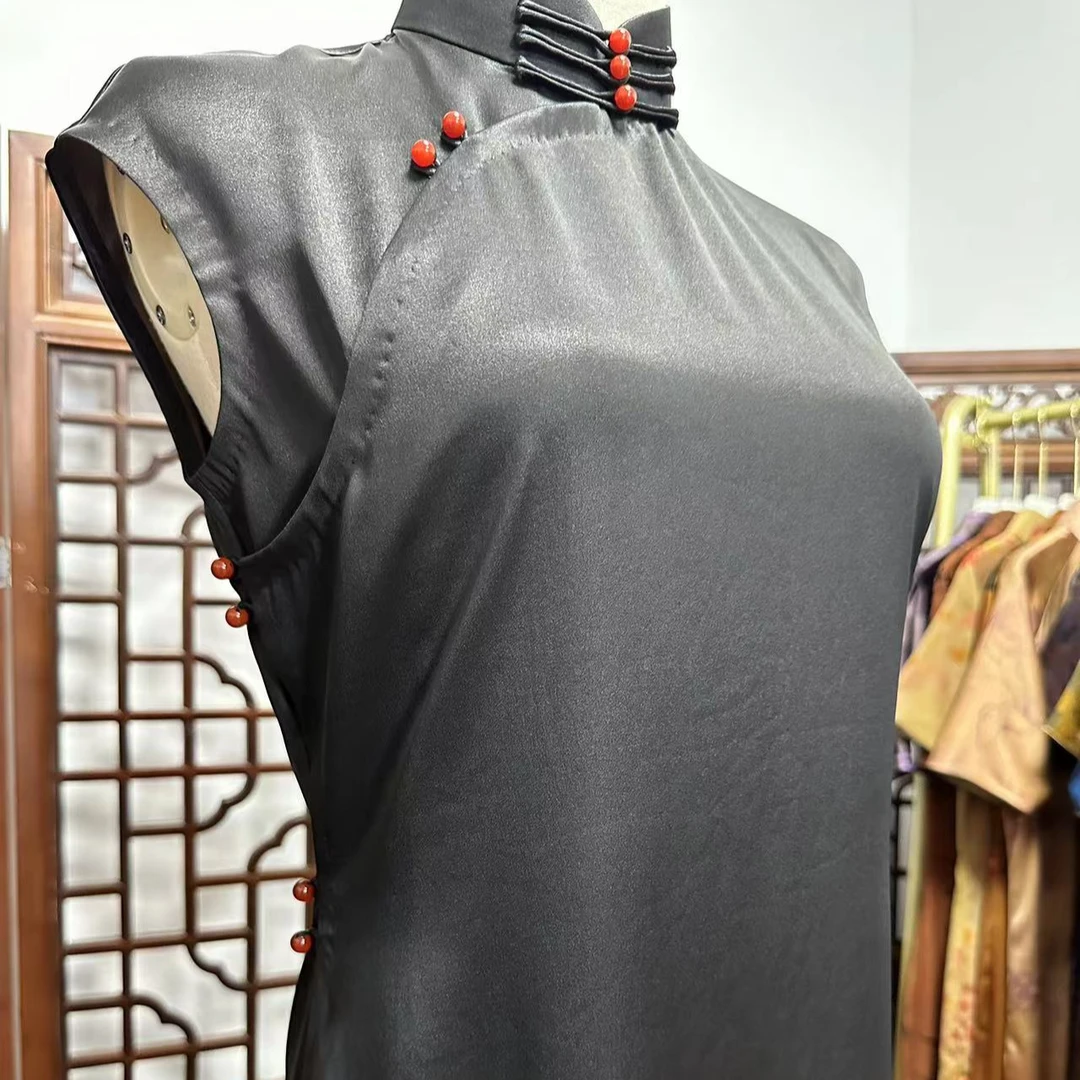 经典古法平裁手工长款旗袍