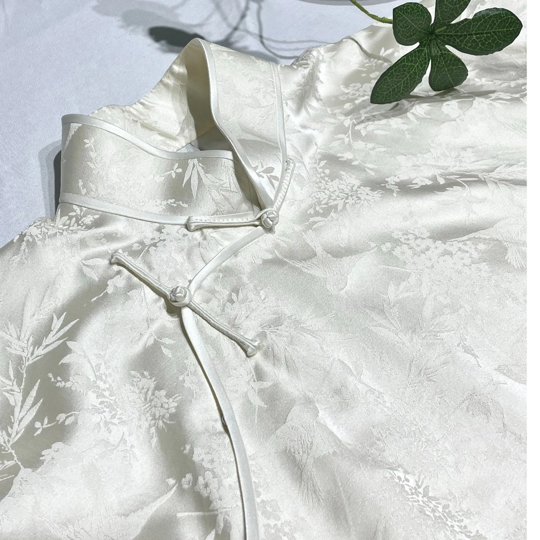 手工全开襟本布扣经典长旗袍