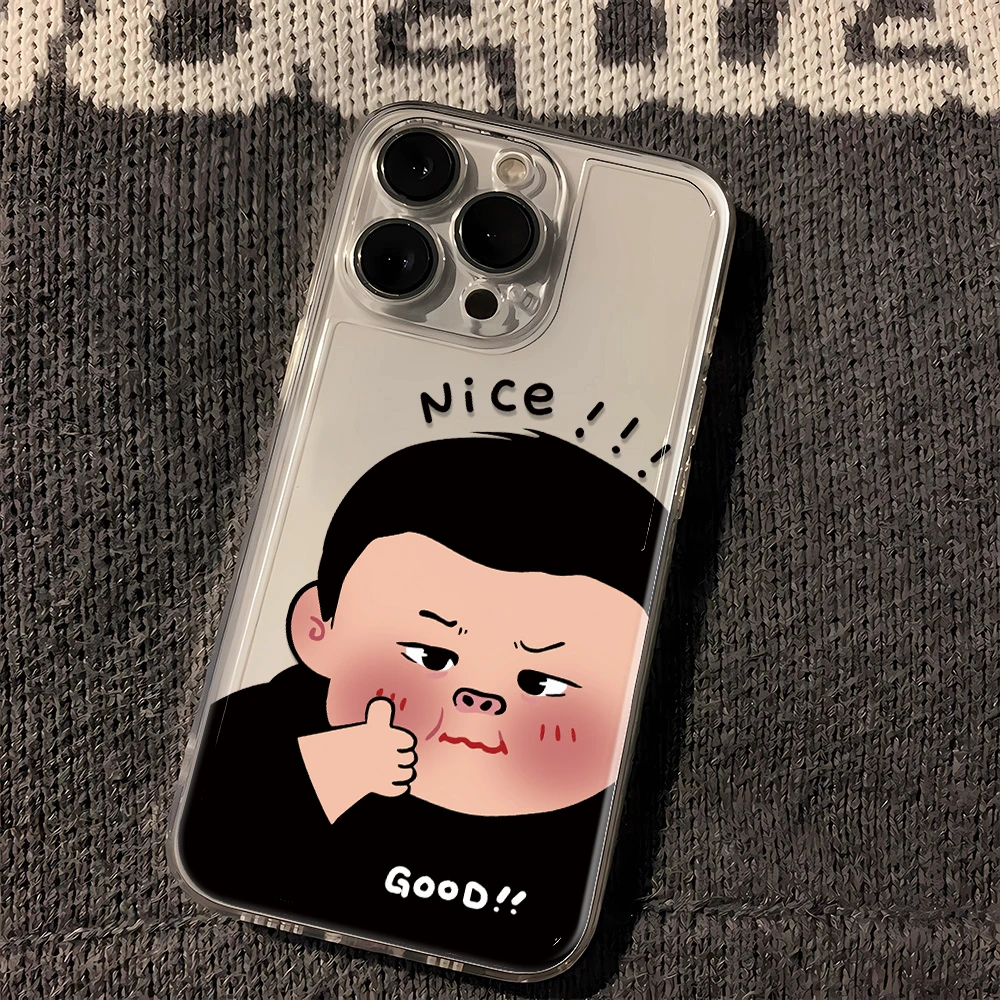 卡通胖子苹果小米oppo三星vivo华为一加透明壳iPhone15手机壳