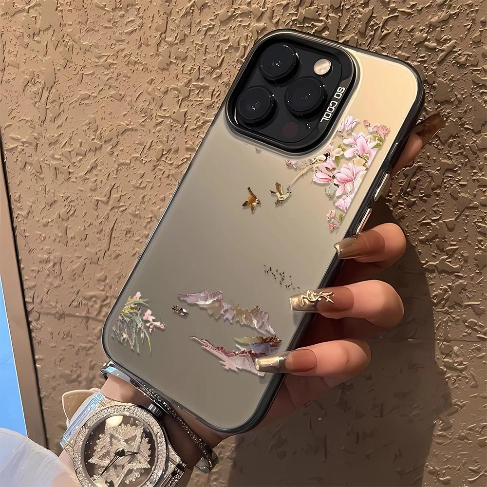 国风樱花iphone苹果15手机壳14promax磨砂13硬15pro网红12/11