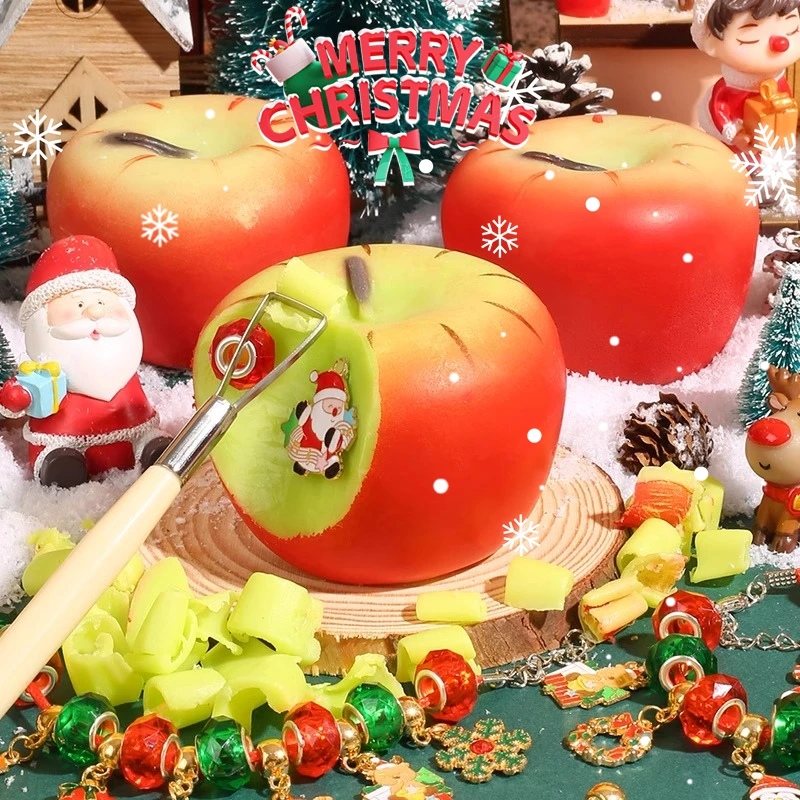 圣诞节挖宝肥皂玩具女孩手工diy串珠苹果考古寻宝藏礼物水果