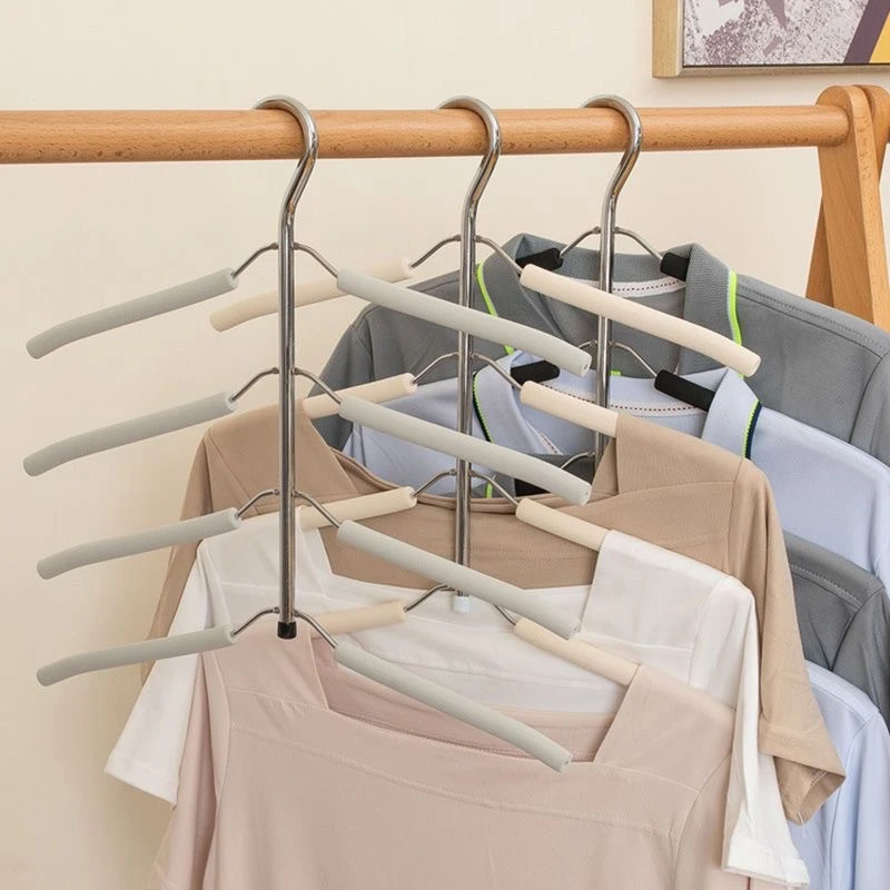 不锈钢多层衣架家用衣柜挂架宿舍衣服防滑海绵衣架衣撑子晾衣架