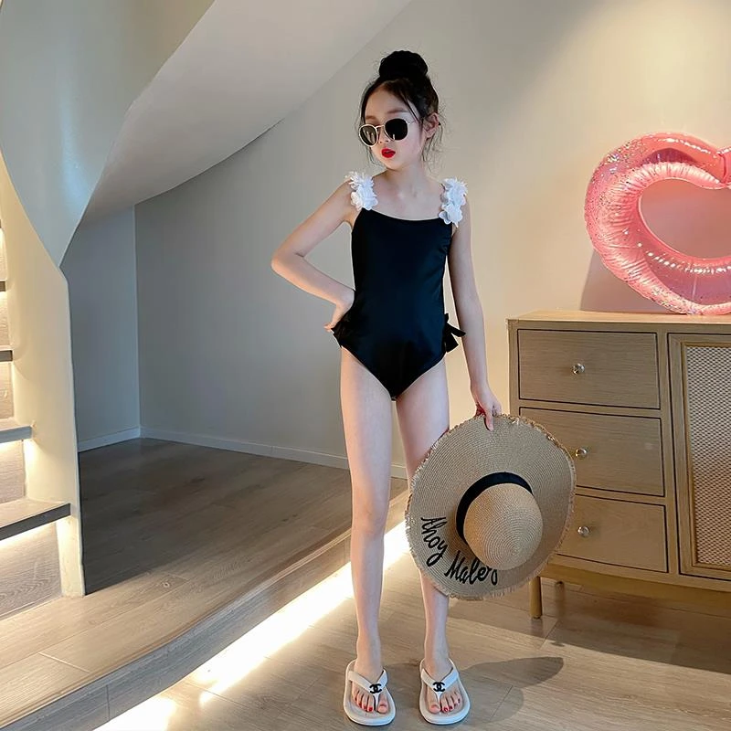 高级感2025新款儿童连体泳衣女宝宝3岁洋气吊带游泳衣女童泳装5岁