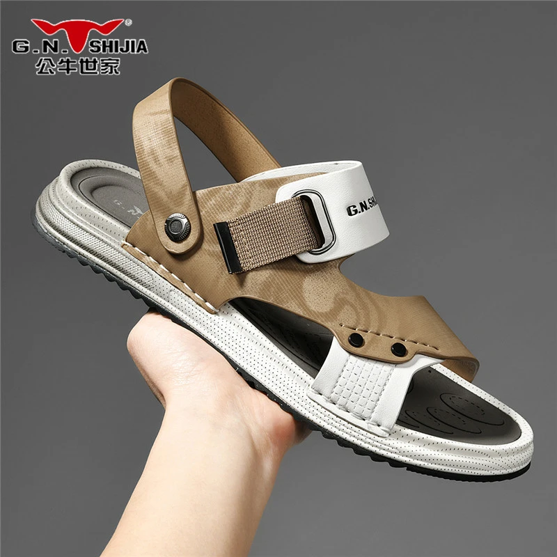 公牛世家凉鞋男款夏季户外运动防臭防滑男士开车凉拖沙滩鞋子Z137