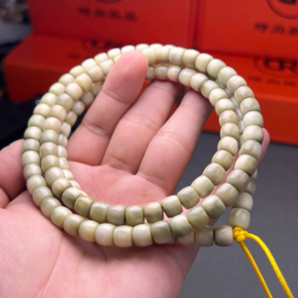 DR龙脊菩提  糯冰灵玉料8×7直切108+12颗