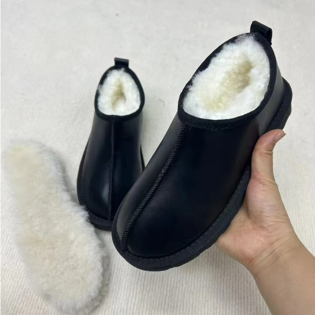 男女同款皮毛一体鞋子居家外穿保暖真皮便鞋