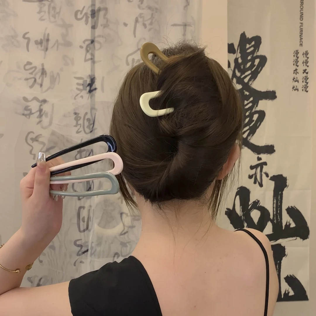 复古古风新中式U型发簪网红ins百搭发插简约气质盘发盘发簪优雅