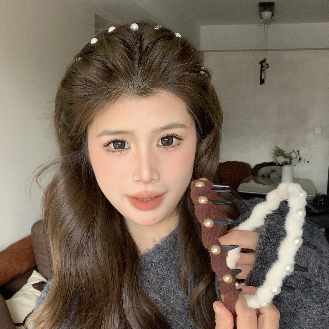 高颅顶珠珠～毛绒发箍高级感仙气碎发整理神器头饰发饰
