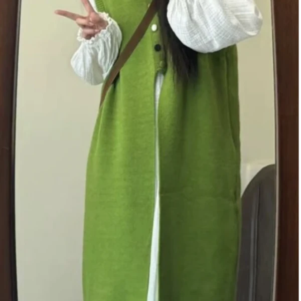 开衫气质中长款秋冬针织减龄时尚显瘦百搭马甲复古宽松针织马甲