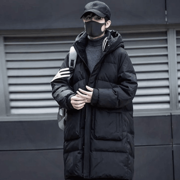 秋冬过膝潮牌羽绒服冬季连帽男士中长款保暖2023年新款白鸭绒加厚