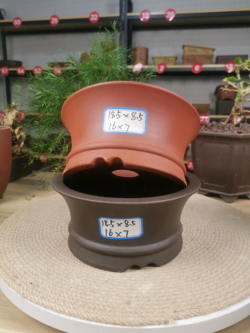 宜兴紫砂花盆圆形桌面绿植透气盆景盆