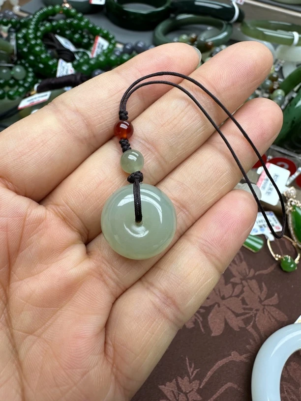 和田玉平安扣面包扣手机挂18-20mm