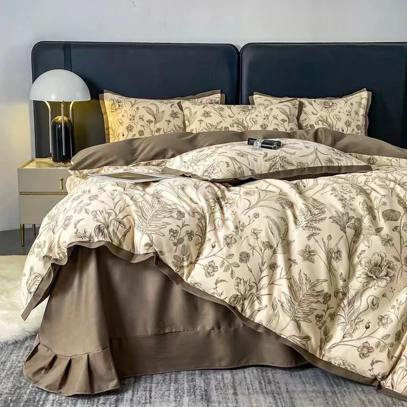 【云荣月貌】A类长绒棉轻奢款加厚磨毛四件套冬季小清新印花家用款