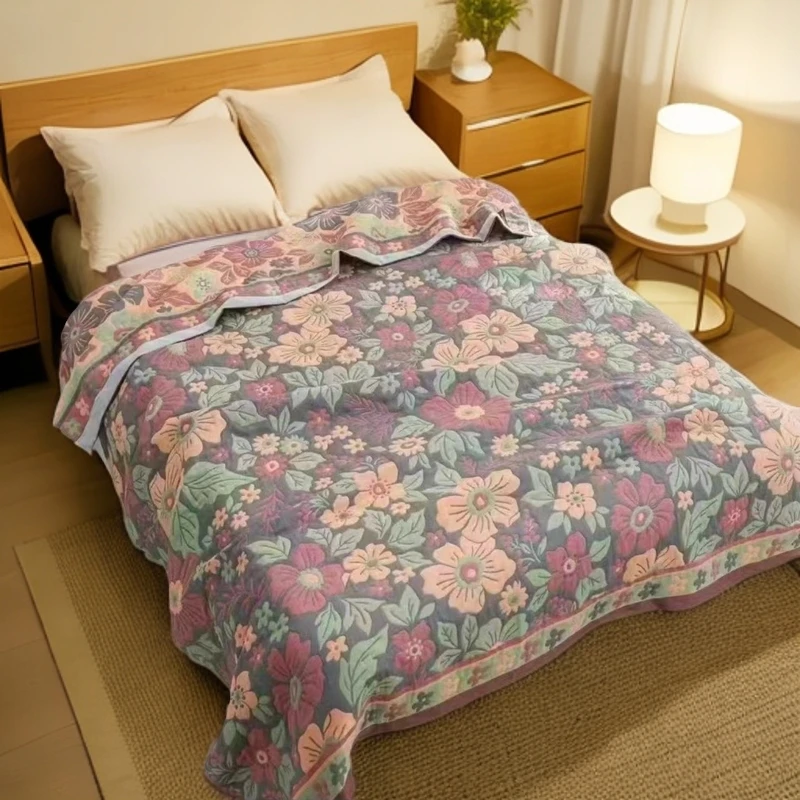 【花田梦】2米双人毛巾被多功能盖毯高档简约可机洗学生宿舍家用款