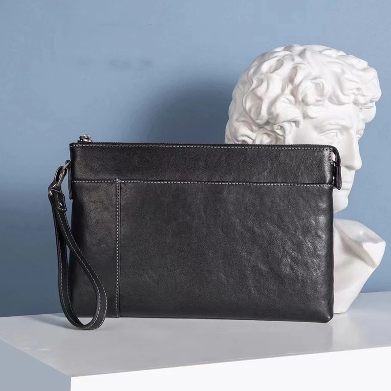 轻奢男士手包植鞣头层牛皮时尚休闲轻奢多功能手包