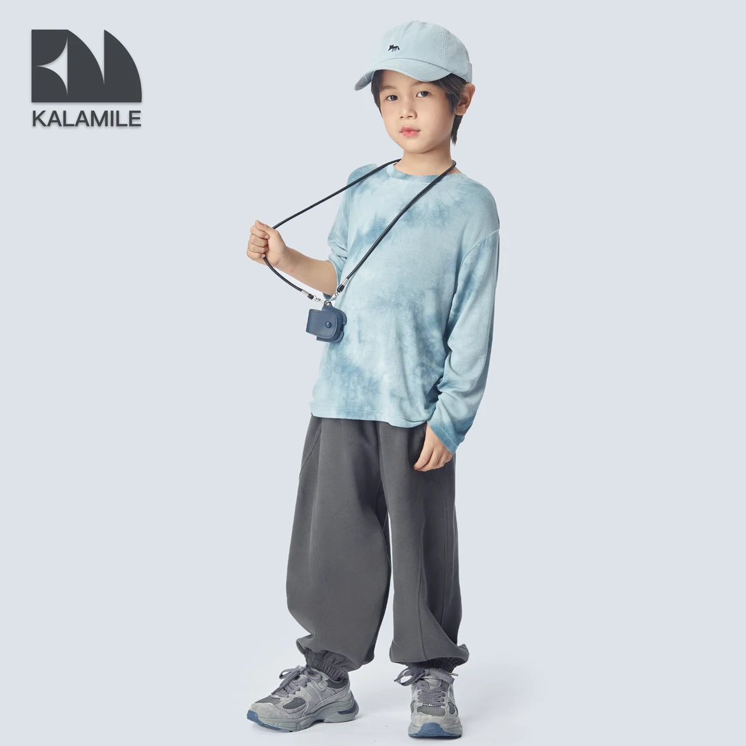 KALAM1LE【调色师】儿童春季萌娃穿搭百搭宽松套头扎染T恤-1402A