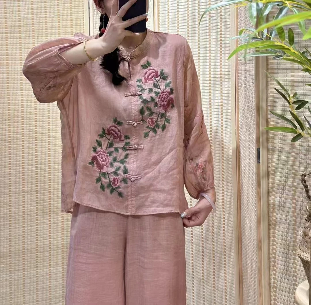 晓妍主推》高货100%纯苎麻女装文艺上衣中国风