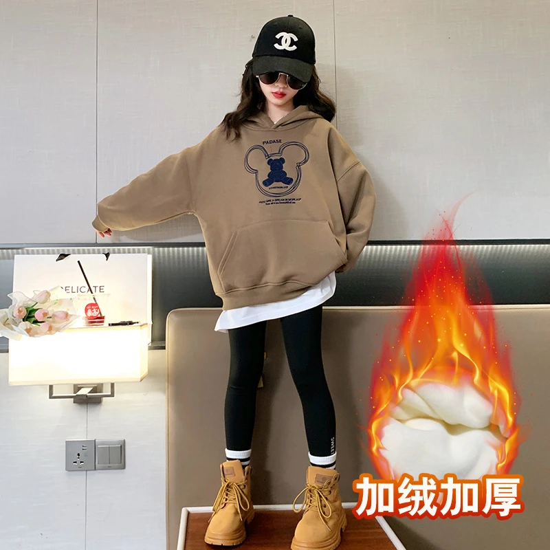 女童加绒卫衣春秋款2025新款网红女大童秋装童装洋气儿童上衣宽松