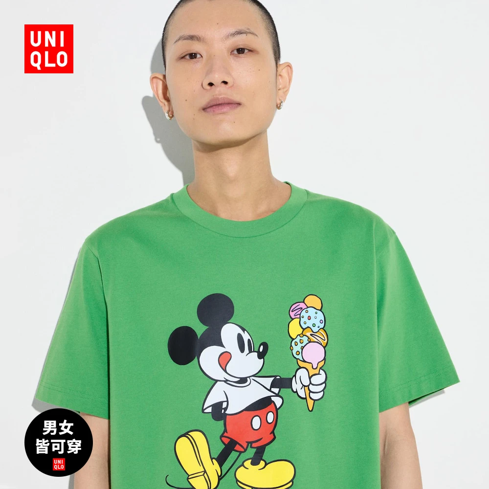 优衣库男装女装情侣UT Mickey Stands米奇站姿印花短袖T恤472881