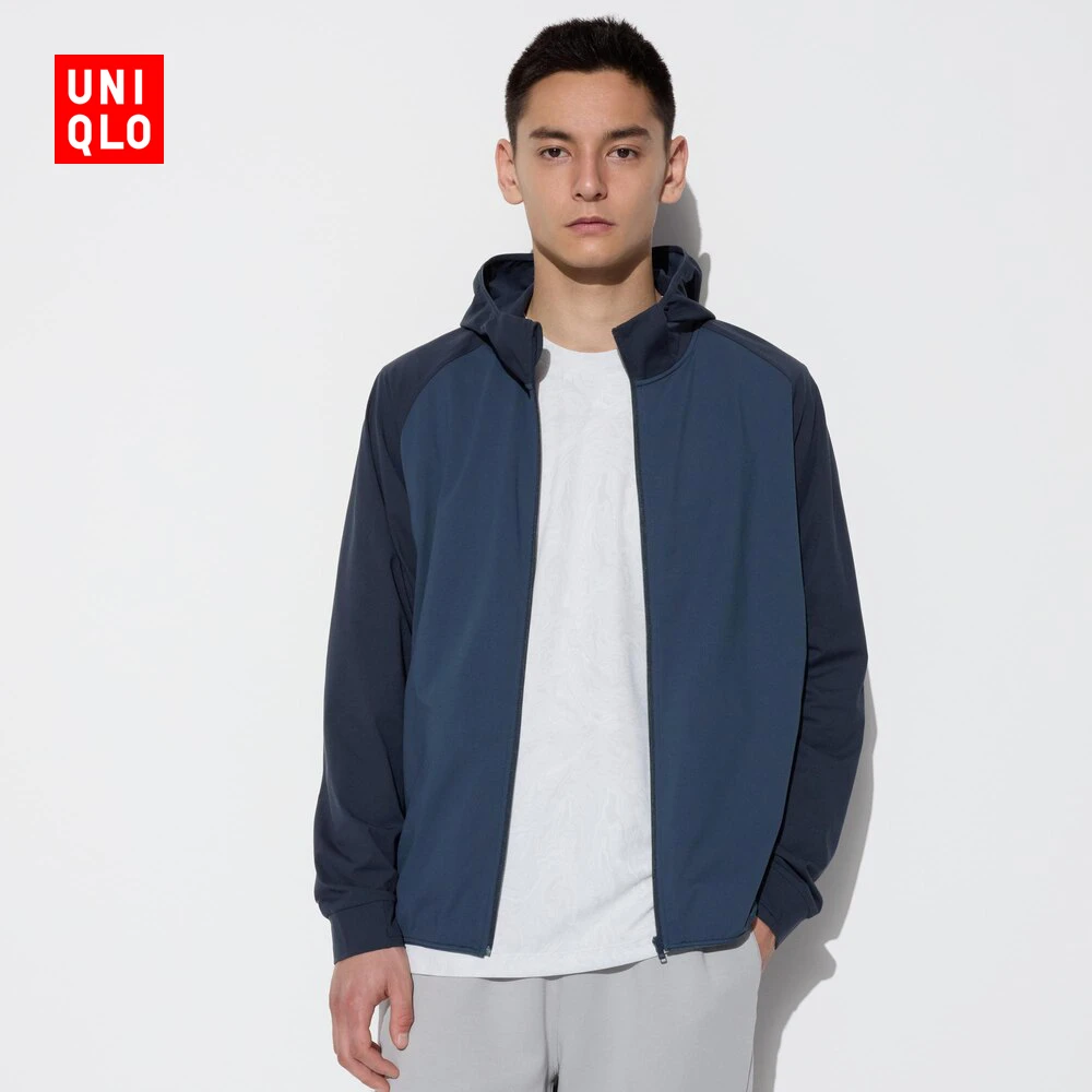 优衣库男女装防晒衣DRY-EX速干高弹力拉链连帽开衫拼色夹克472076