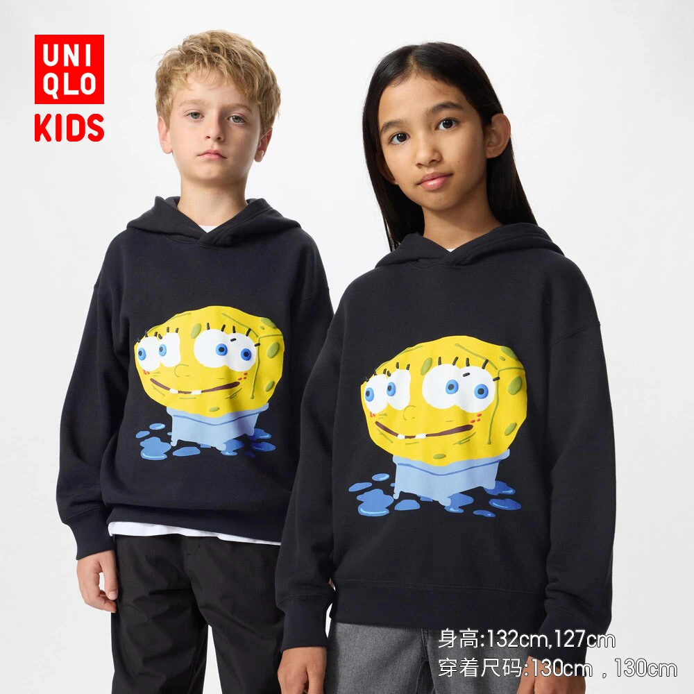 优衣库童装男童女童亲子UT海绵宝宝连帽卫衣长袖运动衫477228
