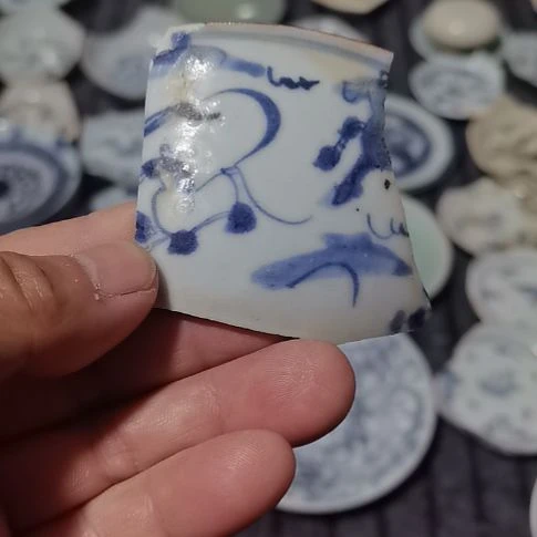 瓷片景德镇青花瓷片杯垫摆件