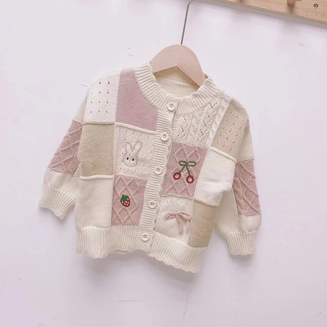 宝宝秋冬可爱小兔纽扣针织毛线甜美可爱洋气1333