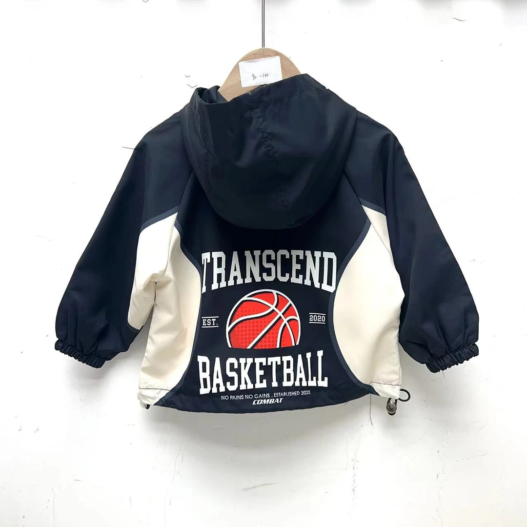 770春秋季男童时尚洋气拼接撞色连帽外套