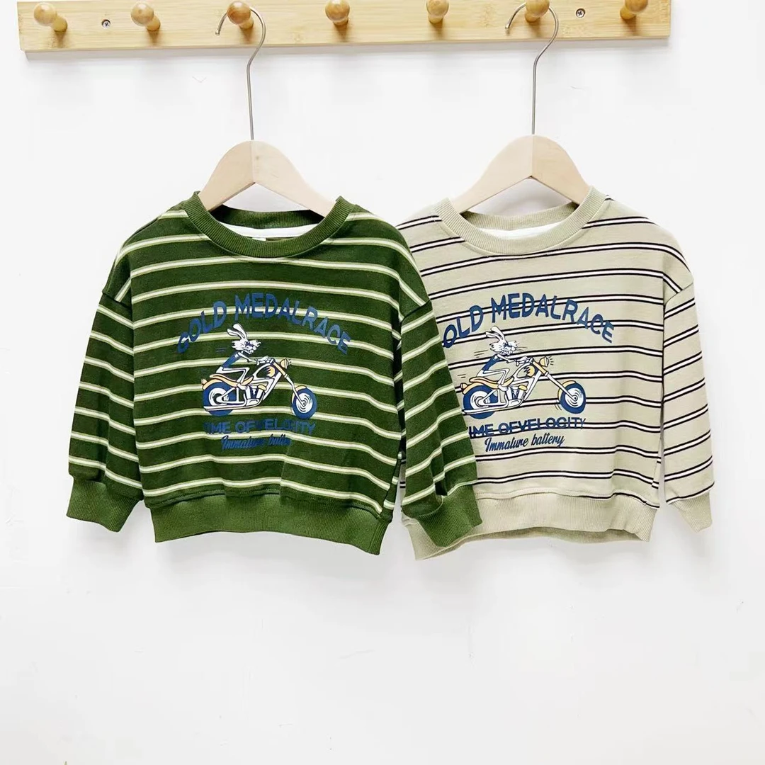 23662儿童长袖时尚百搭条纹打底衫