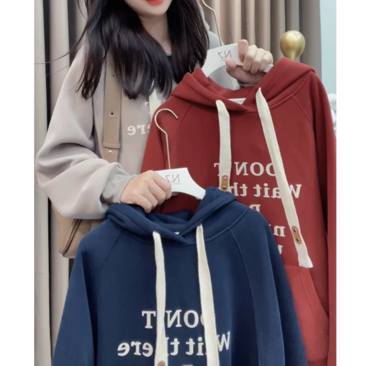 【丽可儿】宽松新款韩版休闲宽松字母风卫衣加绒卫衣秋冬DY3116