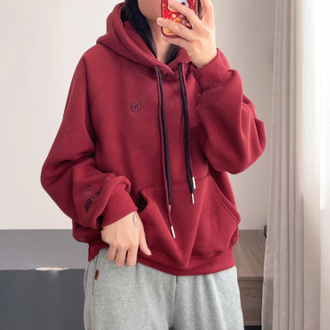 H韩版休闲宽松刺绣设计连帽卫衣女秋冬 DY3215