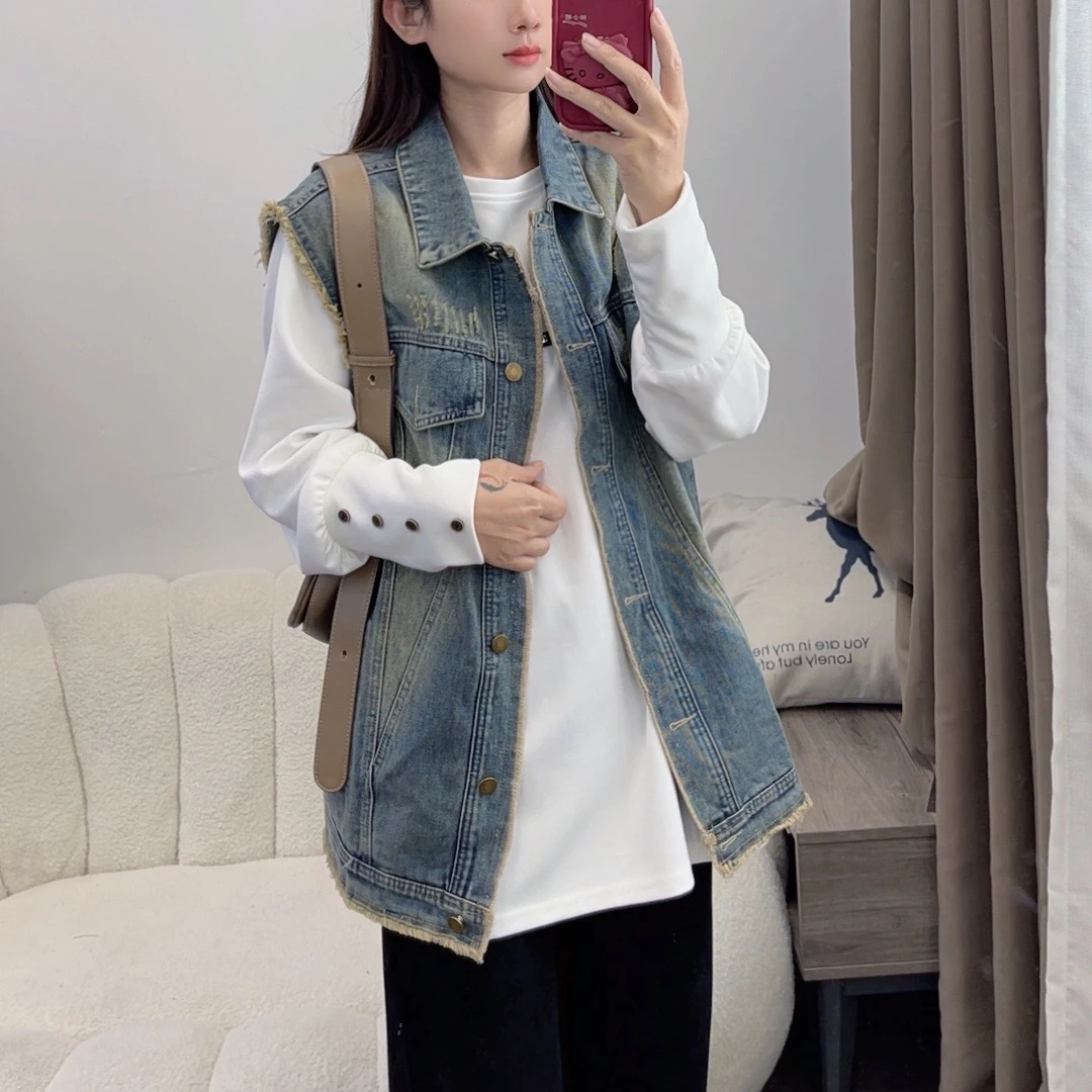 秋季新品水洗显瘦时尚牛仔马夹新款牛仔外套百搭宽松DYY2292