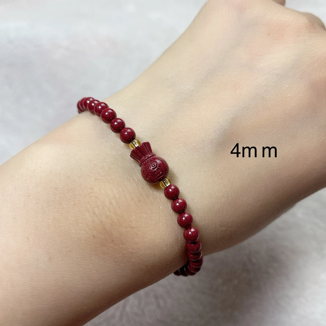 非金属布艺手链 紫金砂小颗粒4mm单圈福袋手链秀气款红色手链时尚