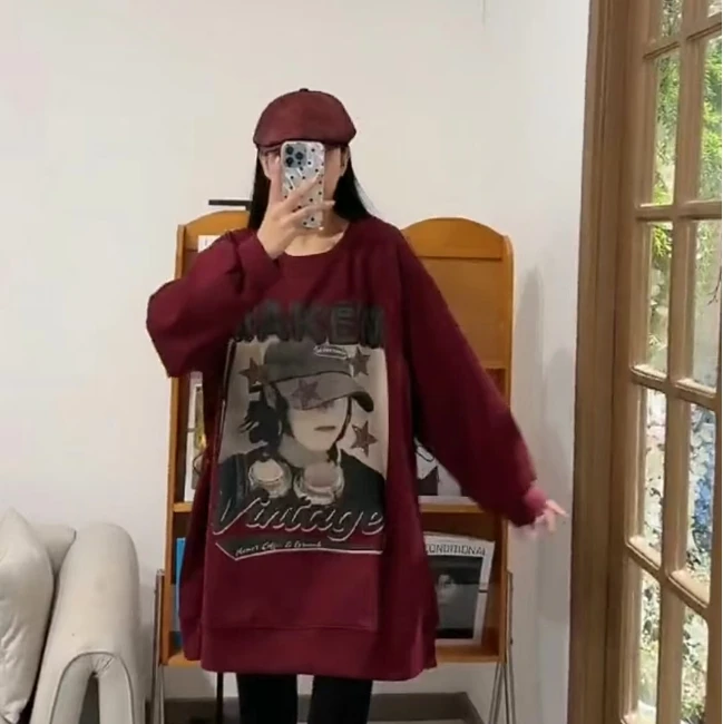 女士时尚圆领中长款卫衣 99101 -J