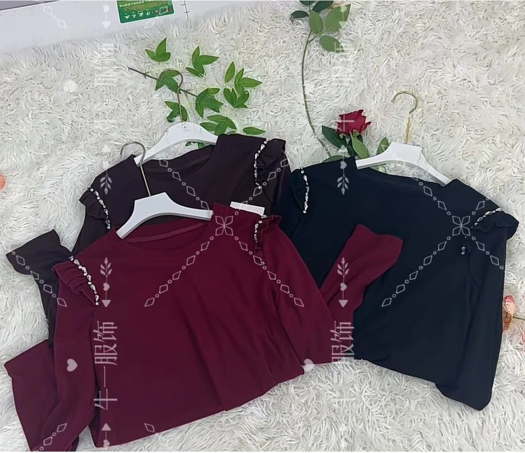 女士时尚圆领花肩小衫 2068 -XL