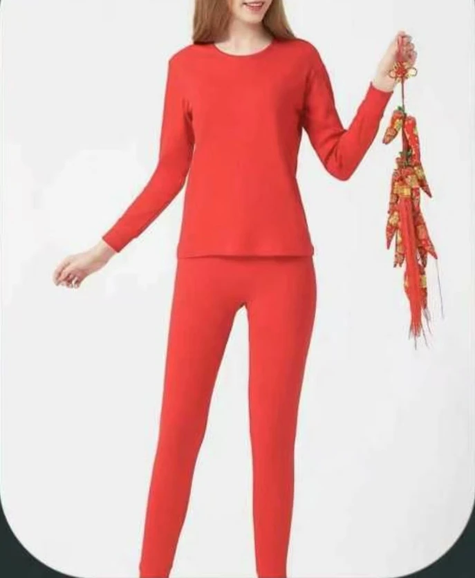 女士大红保暖套装 9002 -A116