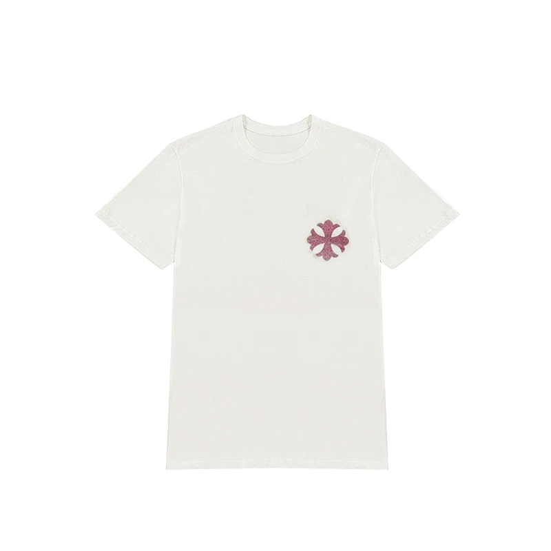 2025春夏新款烫钻克罗十字短袖T恤D2016【白】