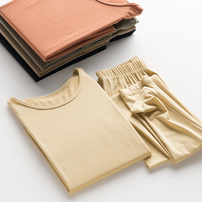 保暖内衣女士薄款发热纤维衬衣衬裤春秋季打底美体秋衣秋裤套装