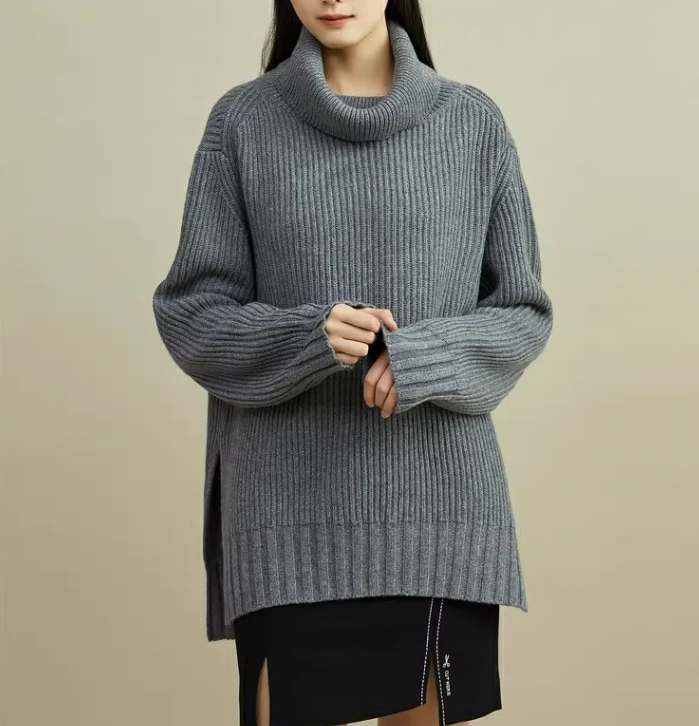 24K年新款羊毛羊绒高领针织衫软糯毛衣女1399528