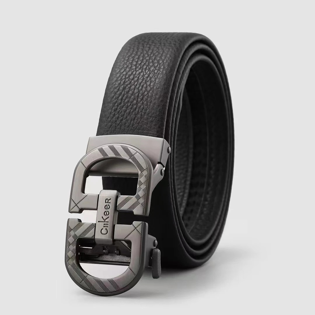 CIIKeer正品头层牛皮8字扣自动扣外穿式百搭时尚潮流商务款