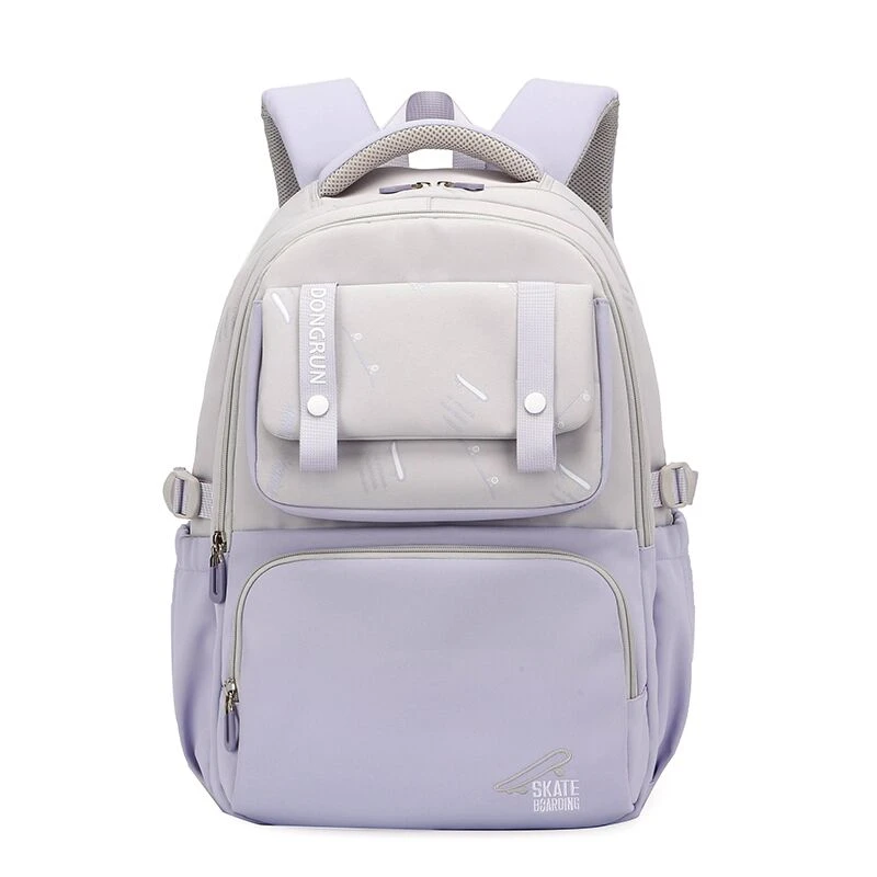 新款女生书包小学生初中高中生休闲韩版简约防水布料双肩包百搭