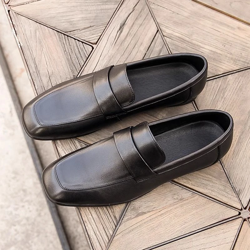英伦一脚蹬懒人鞋2024秋季商务套脚皮鞋男新款乐福鞋男结婚新郎鞋